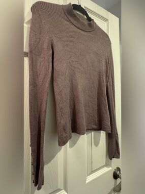 Guess Ribbed Mock Neck Sweater in Mauve-Taupe